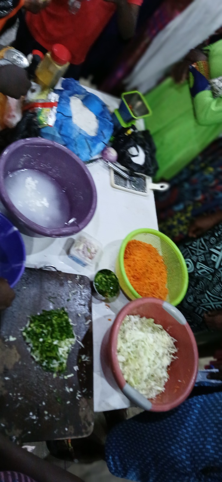 Ingredients and equipment arranged for a practical production session